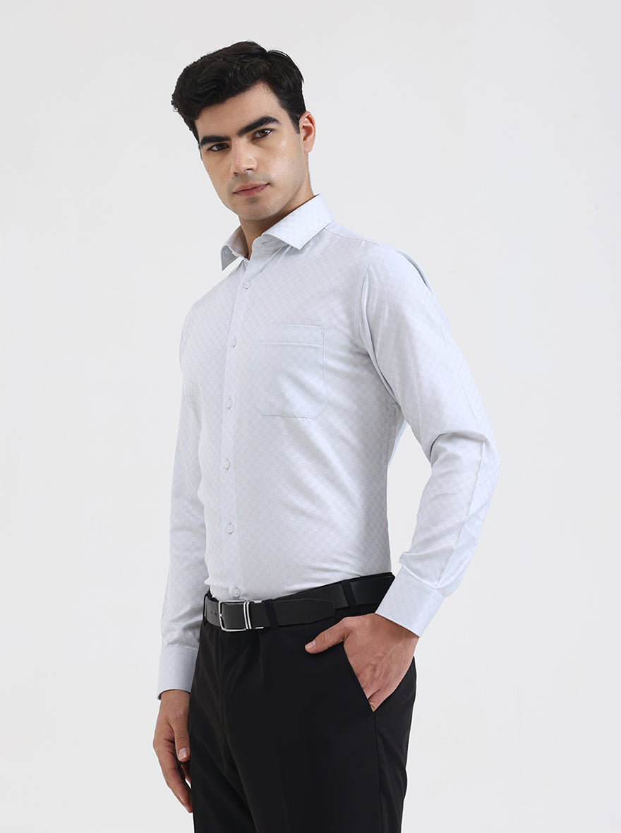 Light Grey Solid Slim Fit Formal Shirt | Greenfibre