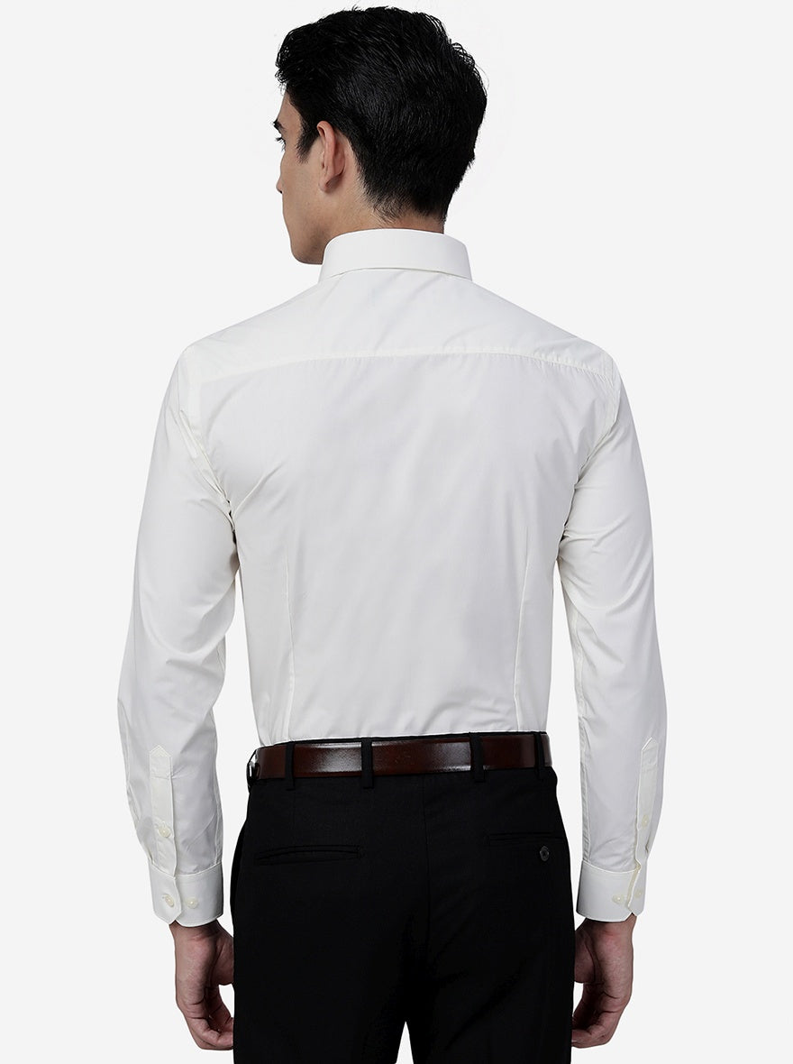Cream Solid Slim Fit Formal Shirt | Greenfibre