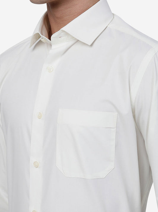 Cream Solid Slim Fit Formal Shirt | Greenfibre