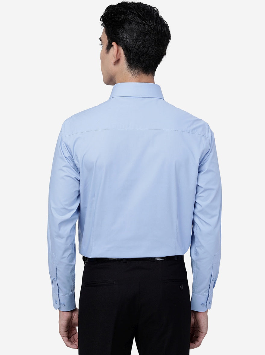 Sky Blue Solid Slim Fit Formal Shirt | Greenfibre
