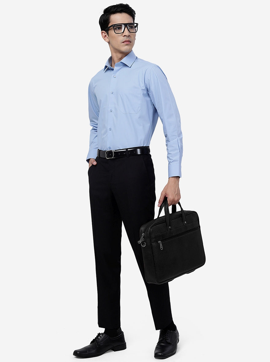 Sky Blue Solid Slim Fit Formal Shirt | Greenfibre