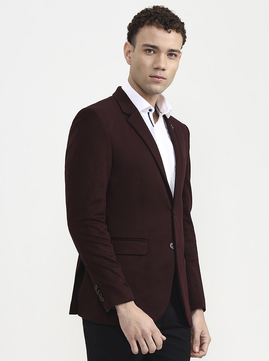Maroon Solid Blazer | Greenfibre