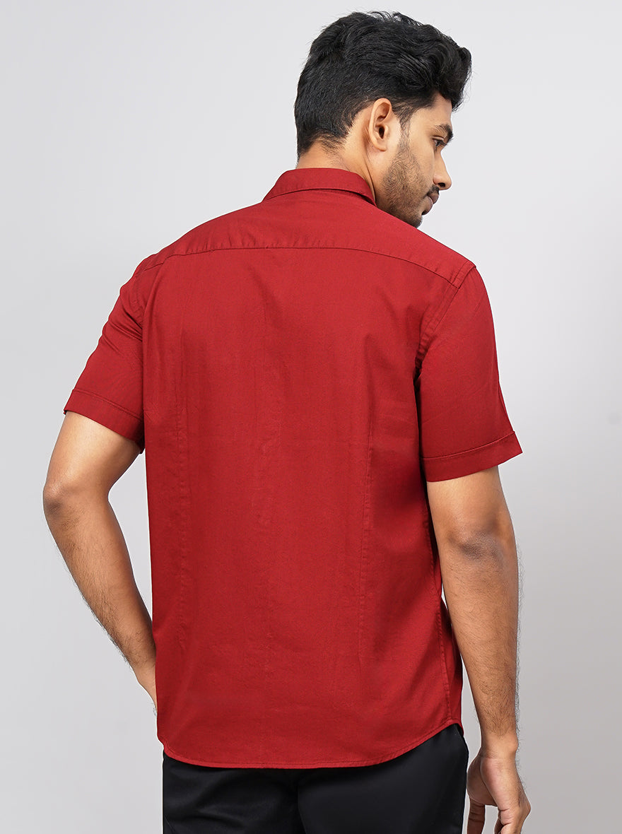 Red Solid Smart Fit Semi Casual Shirt | Greenfibre