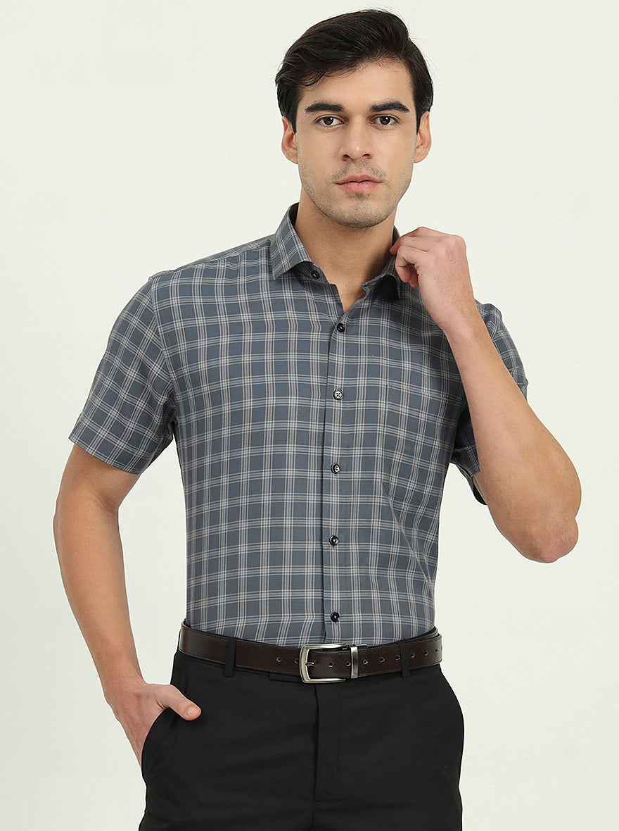 Grey Solid Regular Fit Formal Shirt | Greenfire
