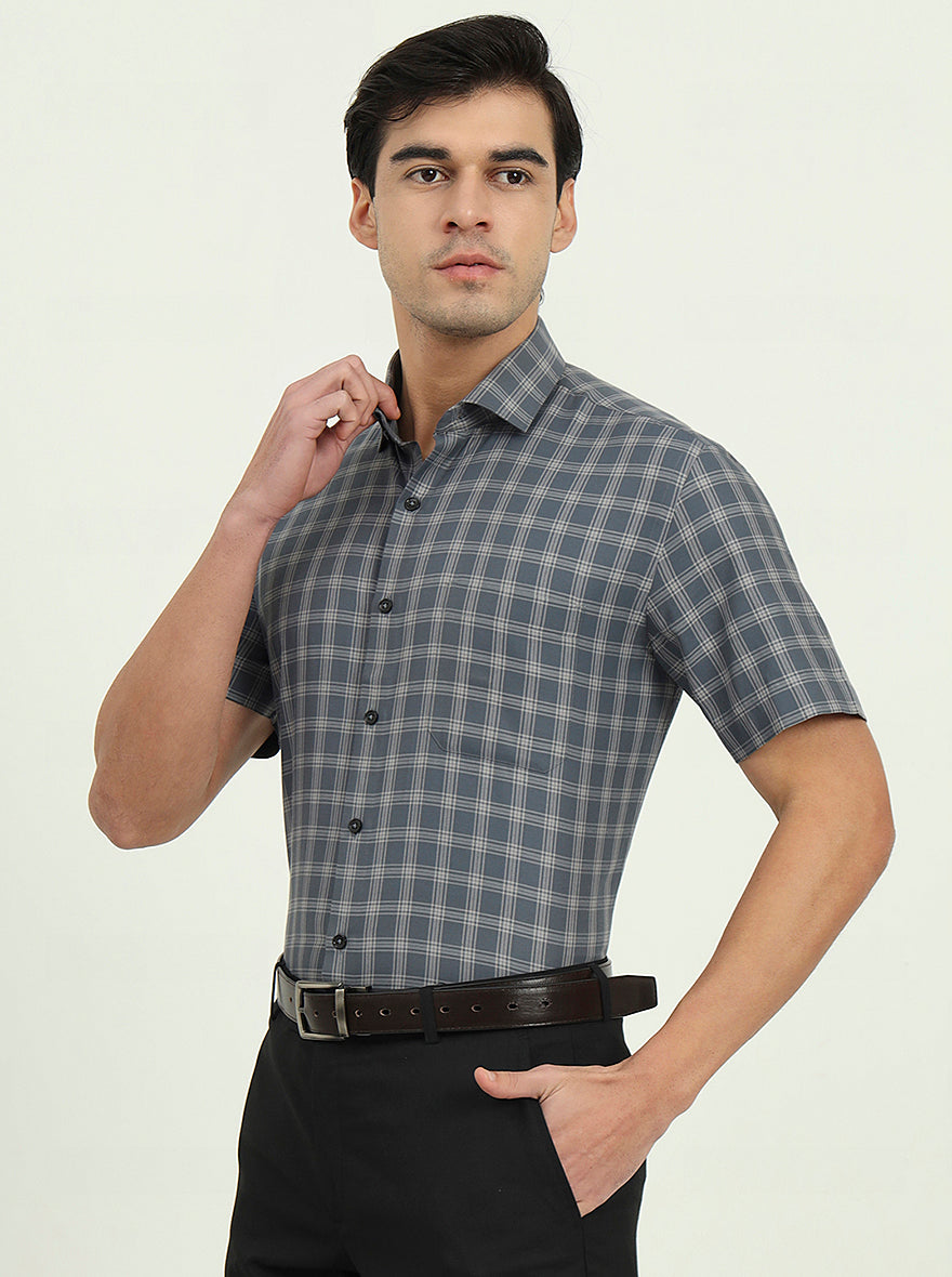 Grey Solid Regular Fit Formal Shirt | Greenfire