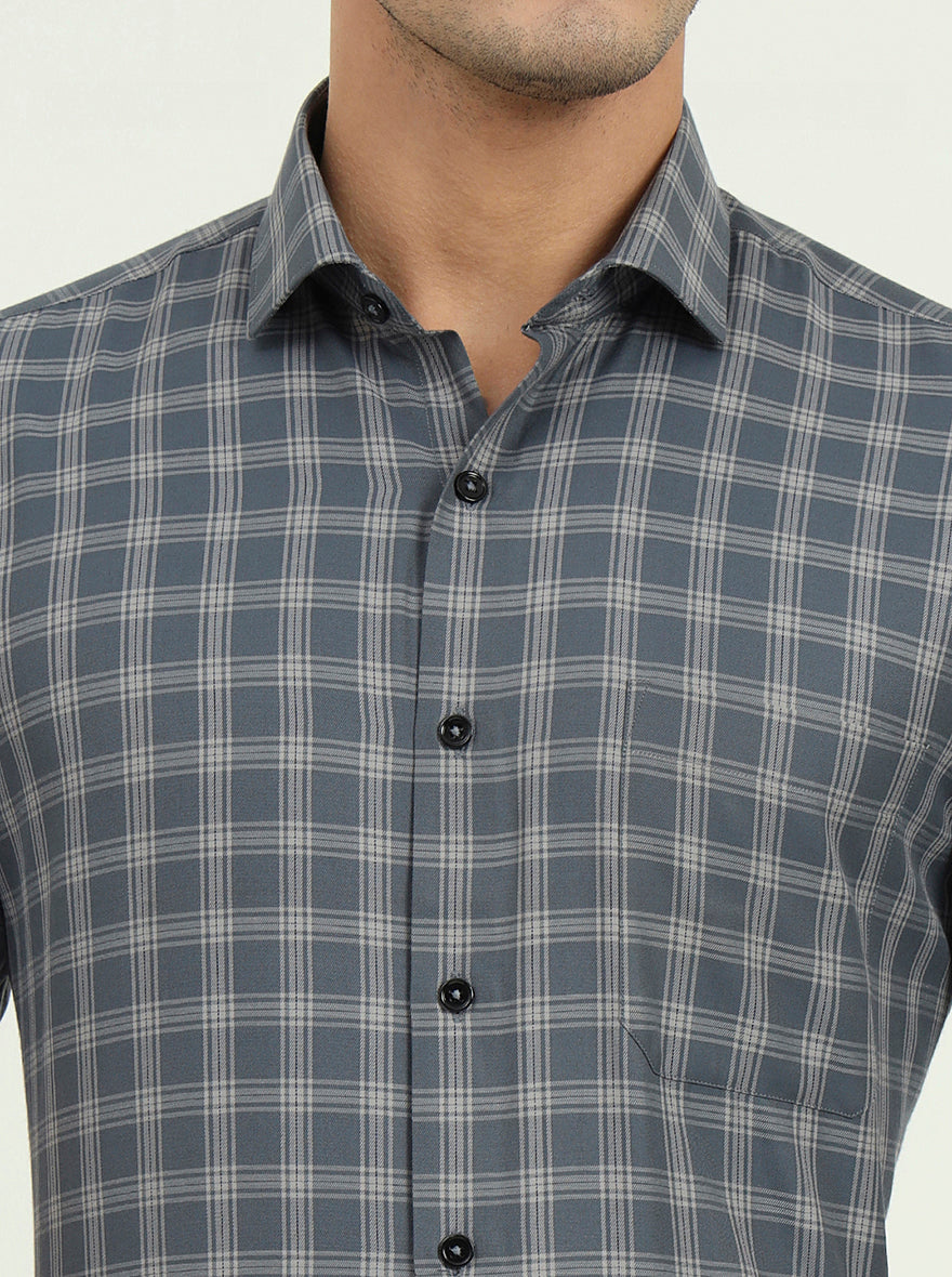 Grey Solid Regular Fit Formal Shirt | Greenfire