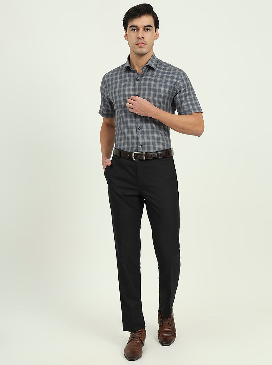 Grey Solid Regular Fit Formal Shirt | Greenfire