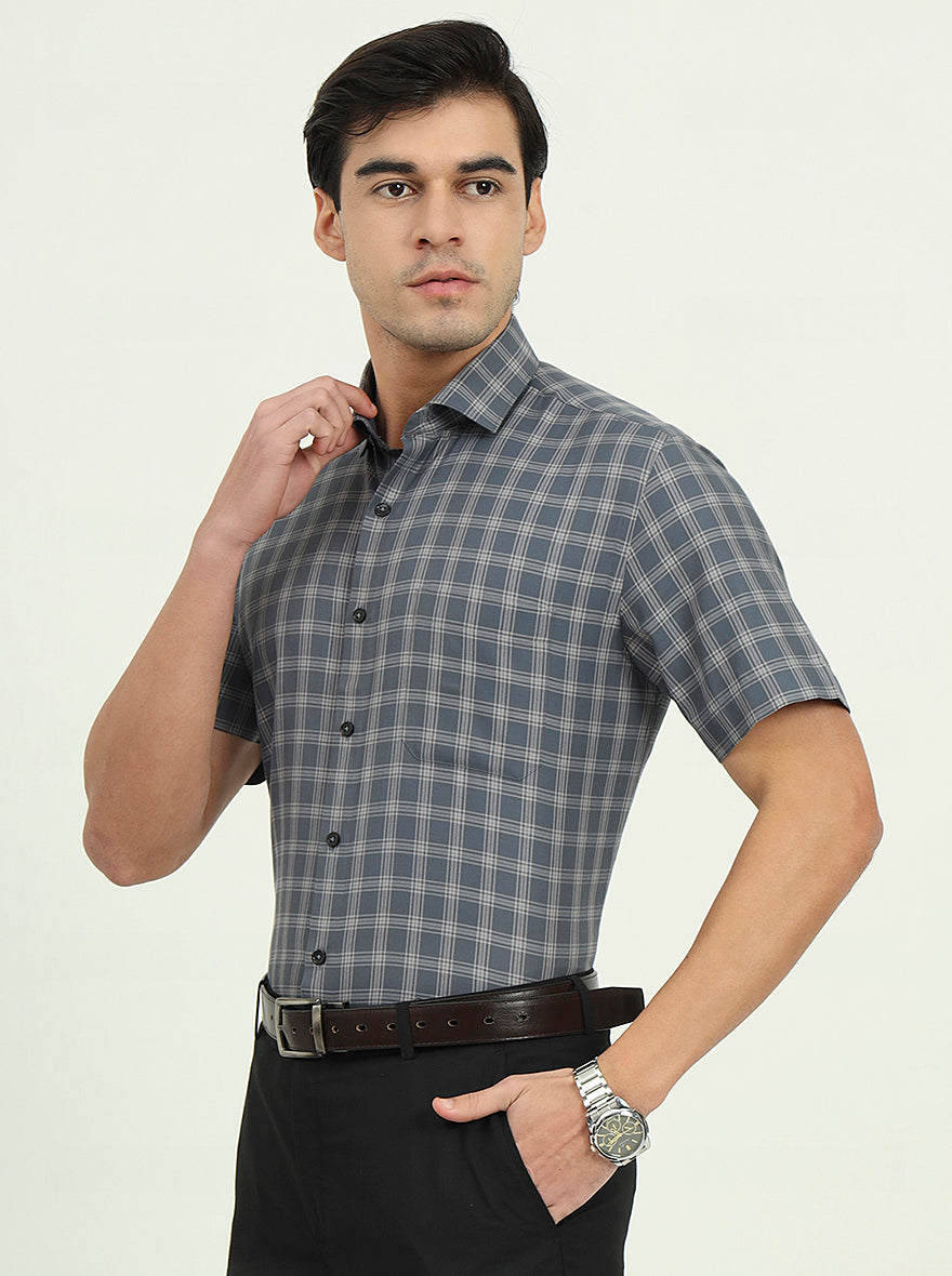 Grey Solid Regular Fit Formal Shirt | Greenfire