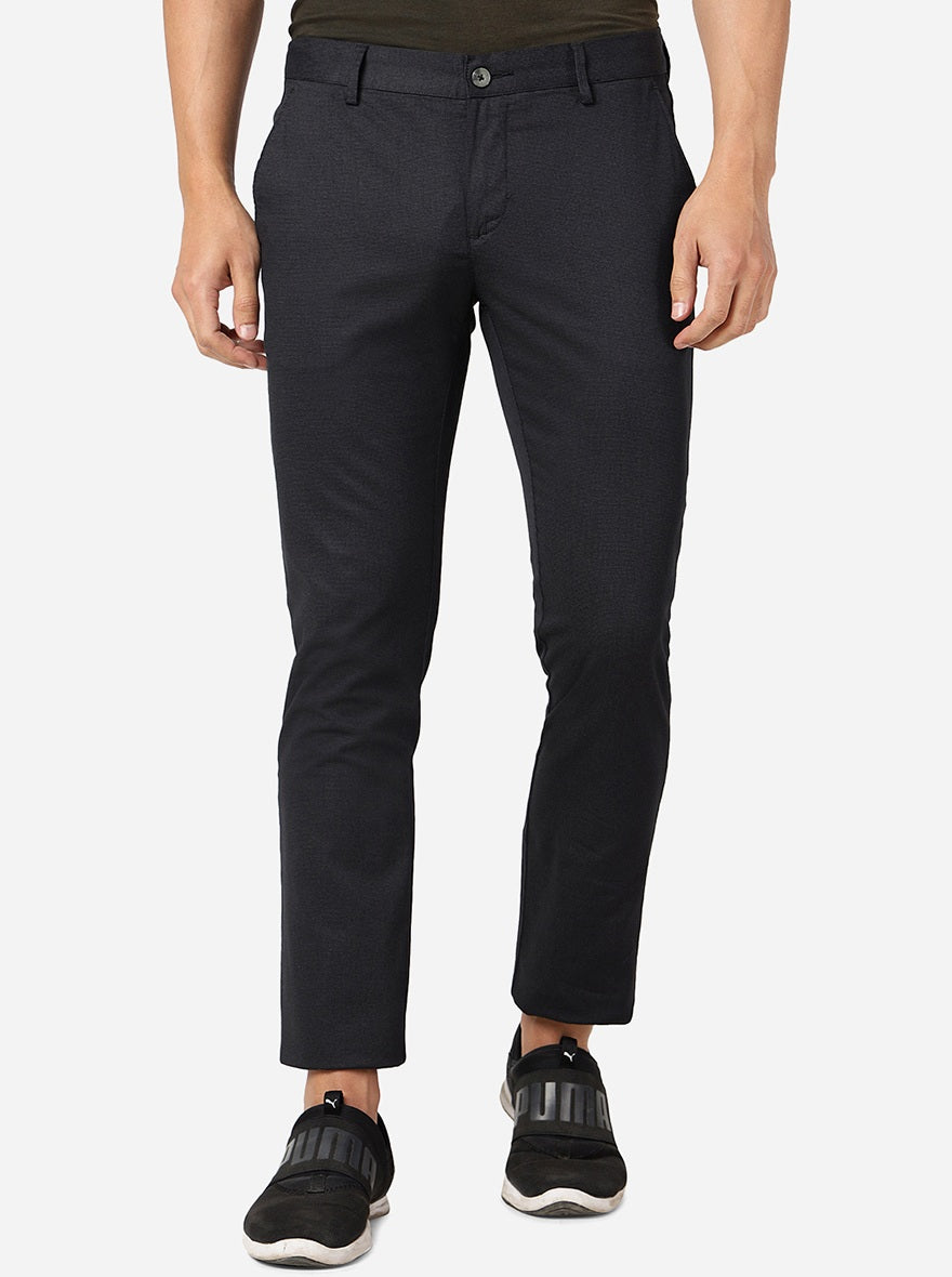 Black Solid Super Slim Fit Casual Trouser | Greenfibre