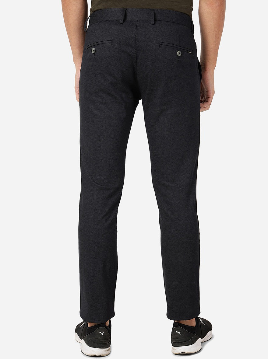 Black Solid Super Slim Fit Casual Trouser | Greenfibre