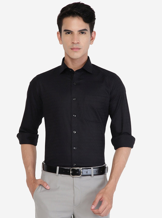 Black Solid Slim fit Party Wear Shirt | Greenfibre