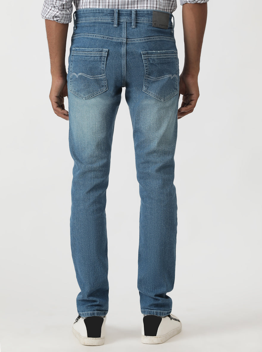 Light Blue Washed Slim Fit Jeans | Greenfibre