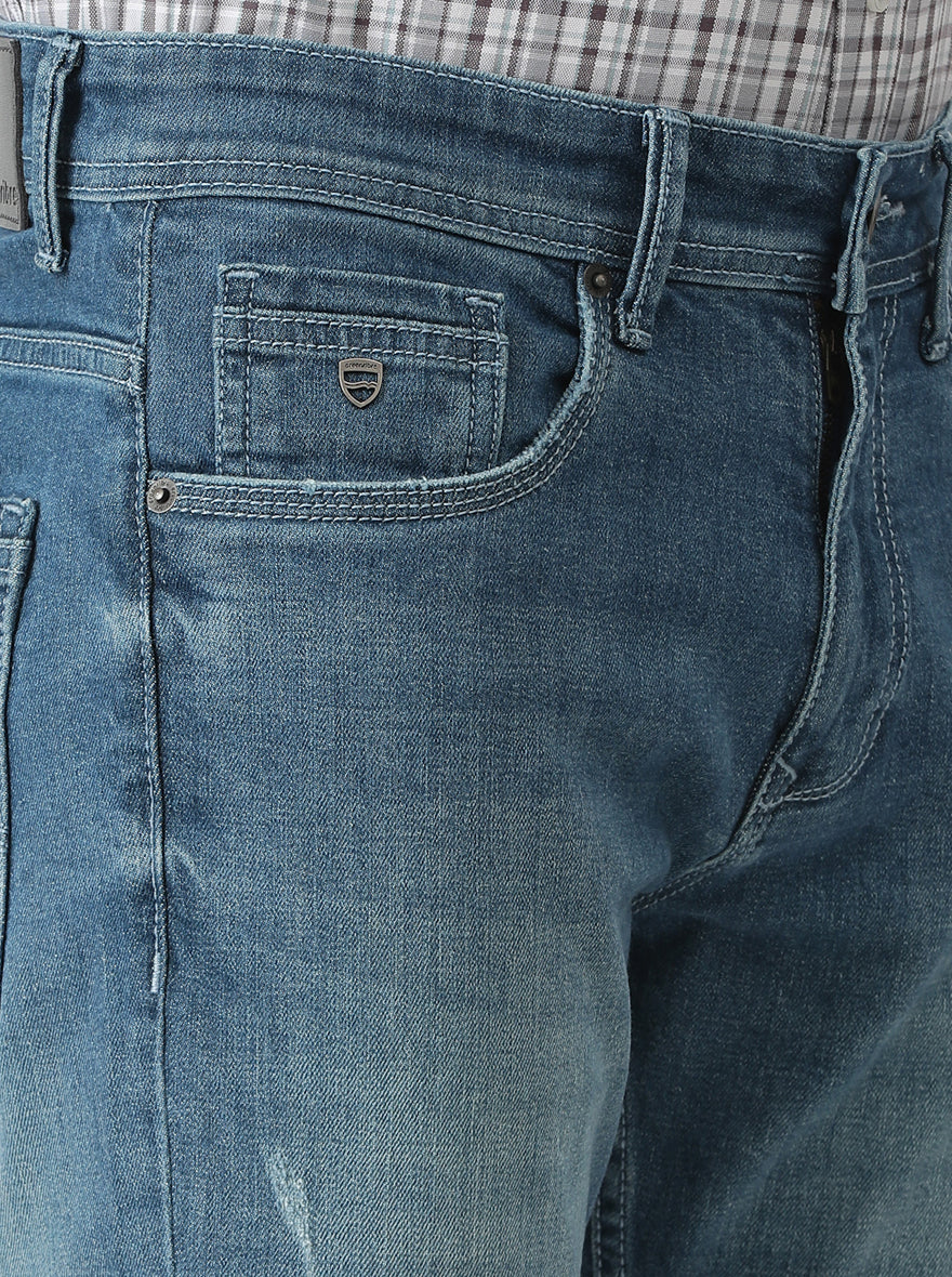 Light Blue Washed Slim Fit Jeans | Greenfibre