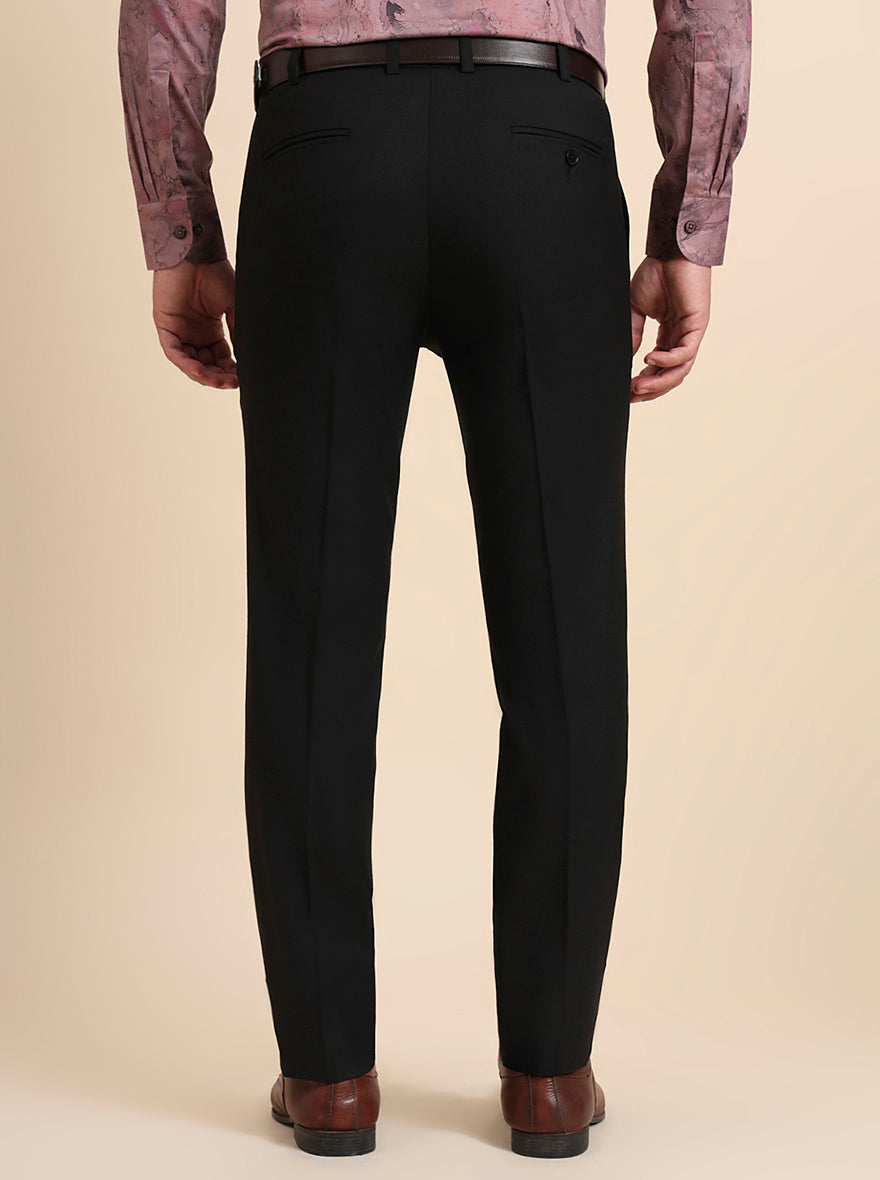 Black Solid Slim Fit Formal Trouser | Greenfibre