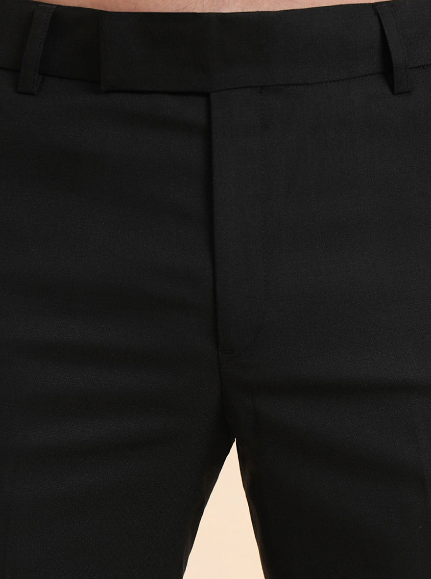 Black Solid Slim Fit Formal Trouser | Greenfibre