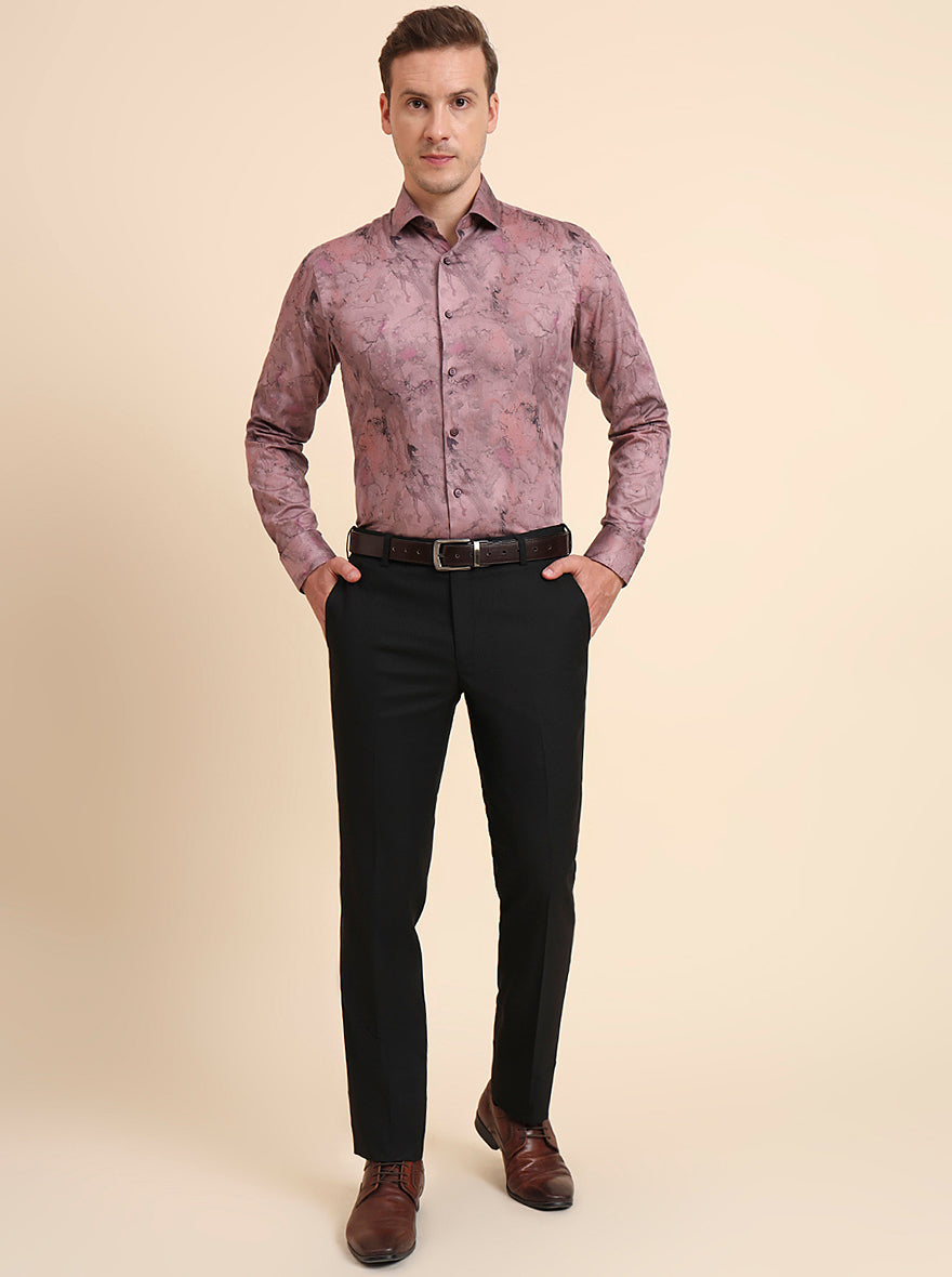 Black Solid Slim Fit Formal Trouser | Greenfibre