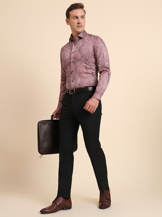 Black Solid Slim Fit Formal Trouser | Greenfibre