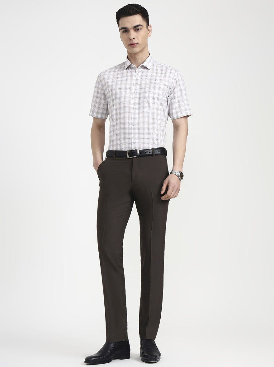 White Checked Regular Fit Formal Shirt | Greenfibre