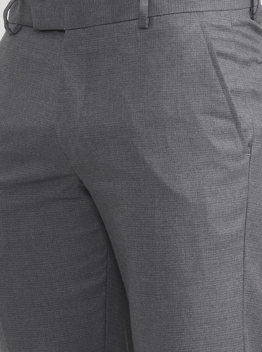 Grey Solid Super Slim Fit Formal Trouser | Greenfibre