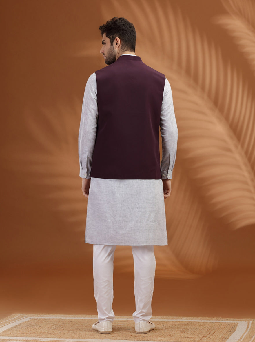 Wine Solid Waist Coat | Greenfibre