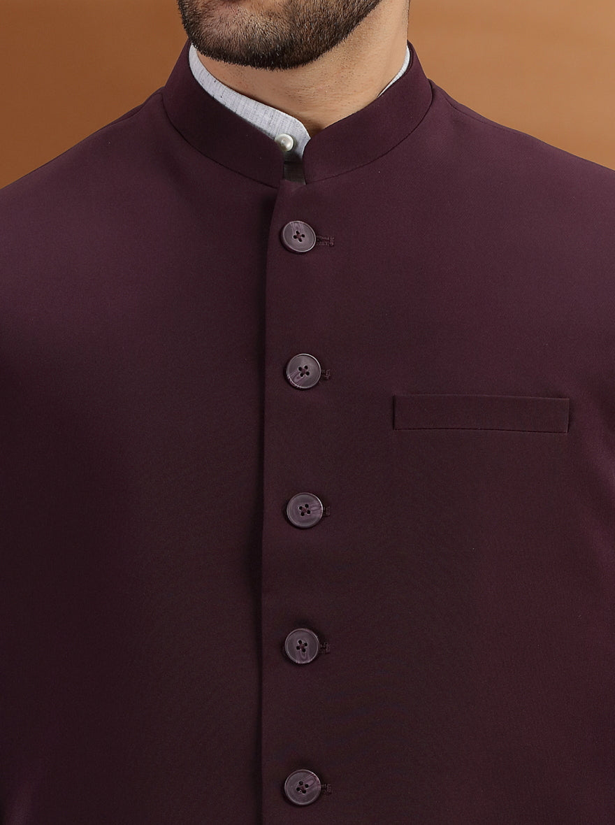 Wine Solid Waist Coat | Greenfibre