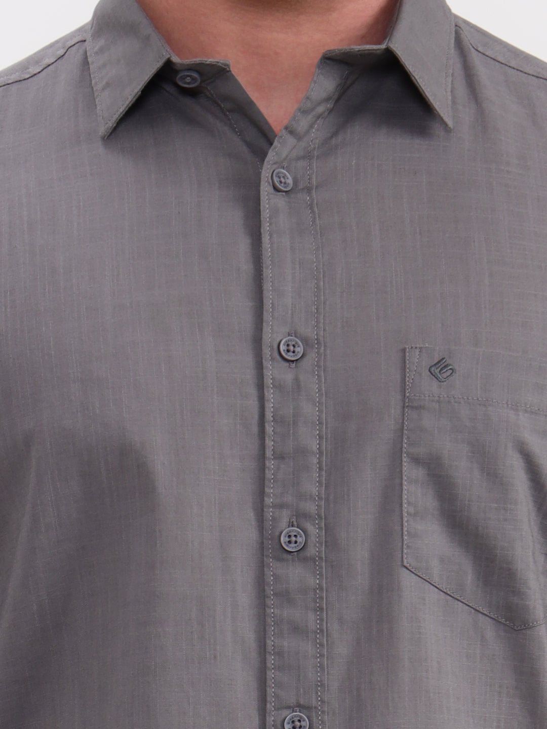 Grey Solid Slim Fit Casual Shirt | Greenfibre