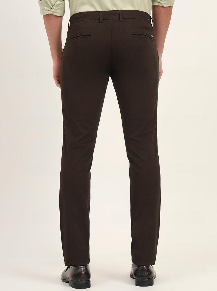 Olive Solid Super Slim Fit Casual Trouser | Greenfibre