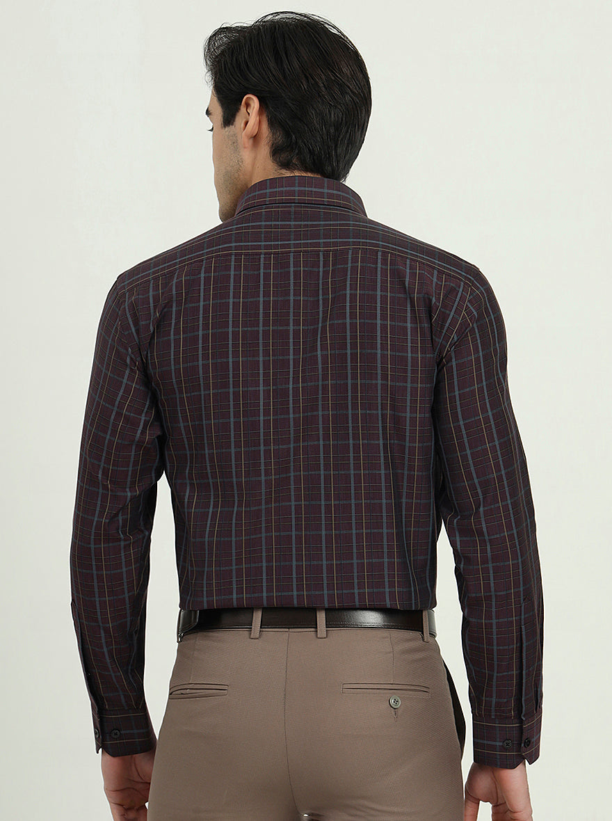 Purple Checked Regular Fit Formal Shirt | Greenfibre