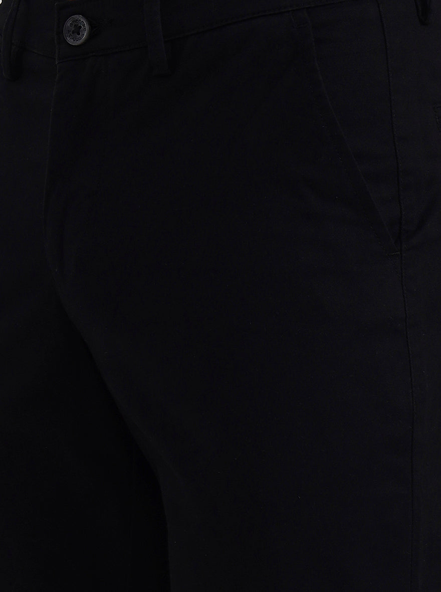 Black Solid Neo Fit Casual Trouser | Greenfibre