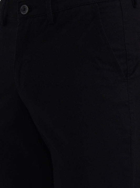 Black Solid Neo Fit Casual Trouser | Greenfibre