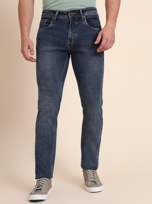 Mid Blue Washed Narrow Fit Jeans | Greenfibre