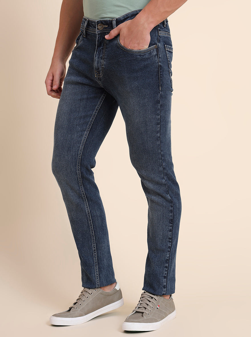 Mid Blue Washed Narrow Fit Jeans | Greenfibre