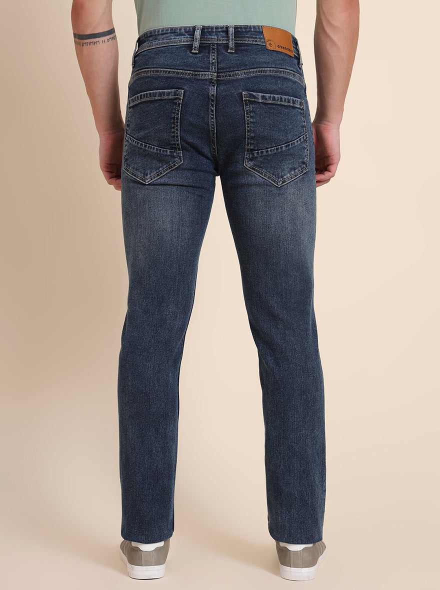 Mid Blue Washed Narrow Fit Jeans | Greenfibre