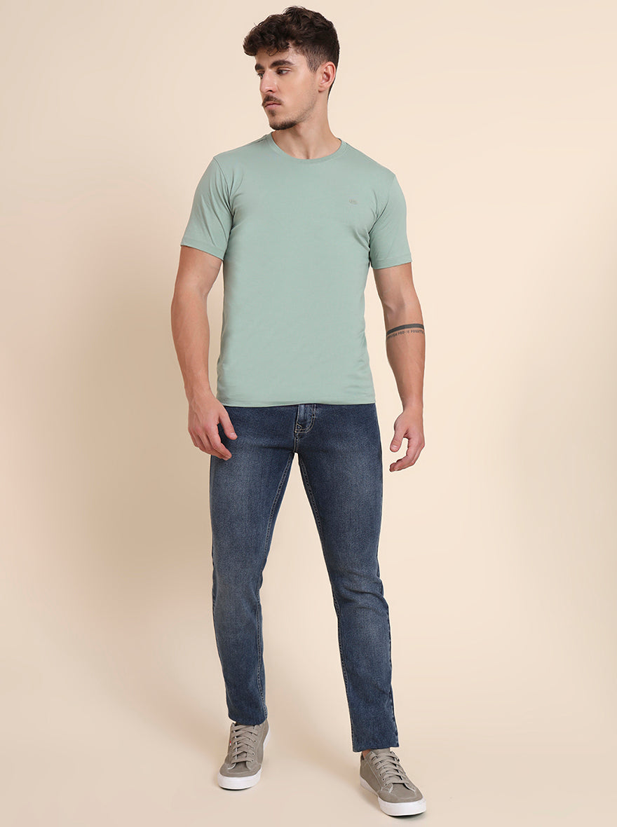 Mid Blue Washed Narrow Fit Jeans | Greenfibre
