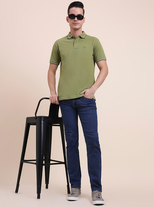Mid Indigo Blue Washed Narrow Fit Jeans | Greenfibre
