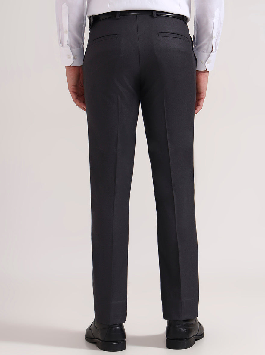 Grey Solid Slim Fit Formal Trouser | Greenfibre