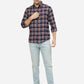 Aurora Red Checked Slim Fit Casual Shirt | Greenfibre