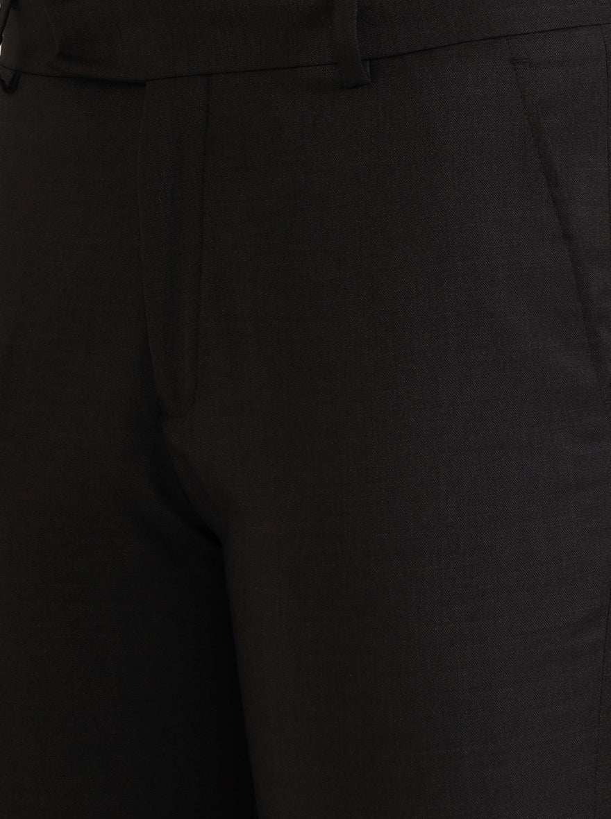 Brown Solid Super Slim Fit Formal Trouser | Greenfibre