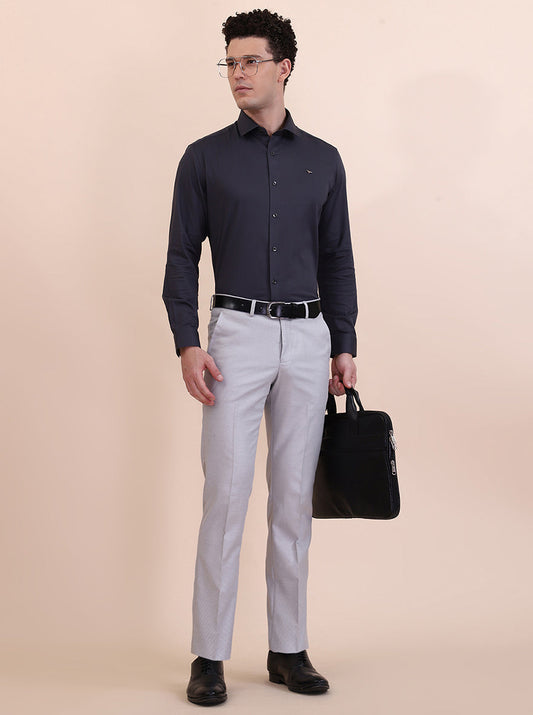 Dark Grey Solid Slim Fit Party Wear Shirt | Greenfibre