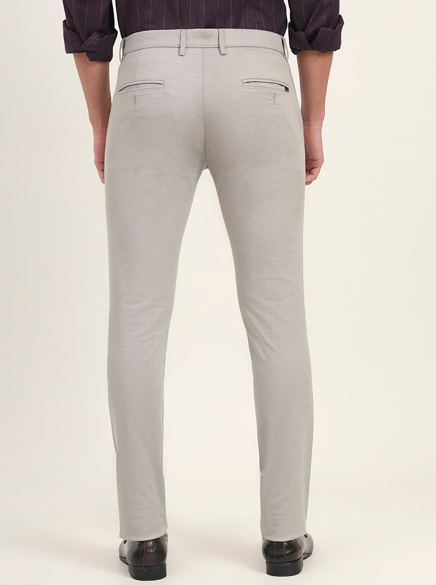 Light Grey Solid Super Slim Fit Casual Trouser | Greenfibre