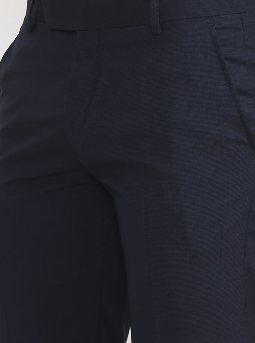 Blue Solid Super Slim Fit Formal Trouser | Greenfibre