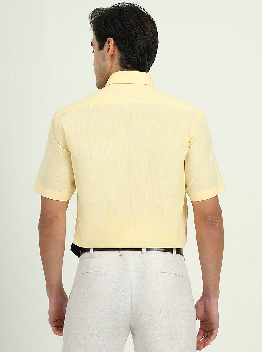 Light Yellow Solid Regular Fit Formal Shirt | Greenfibre