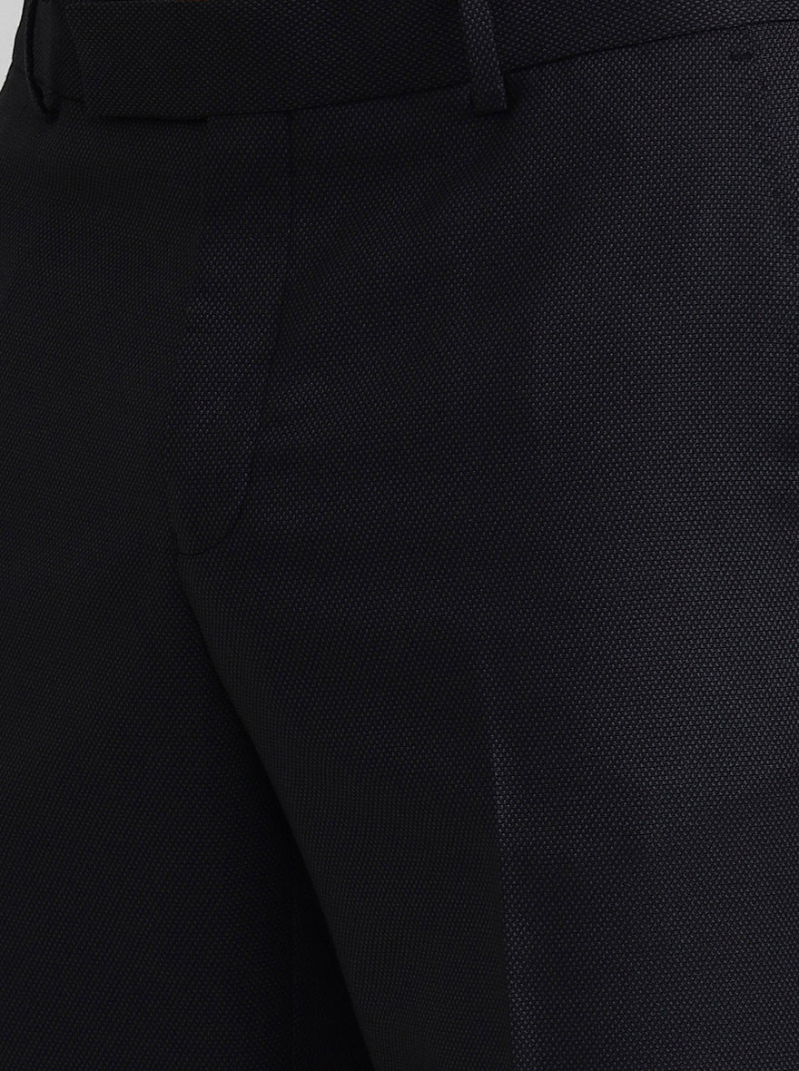Black Printed Slim Fit Formal Trouser | Greenfibre