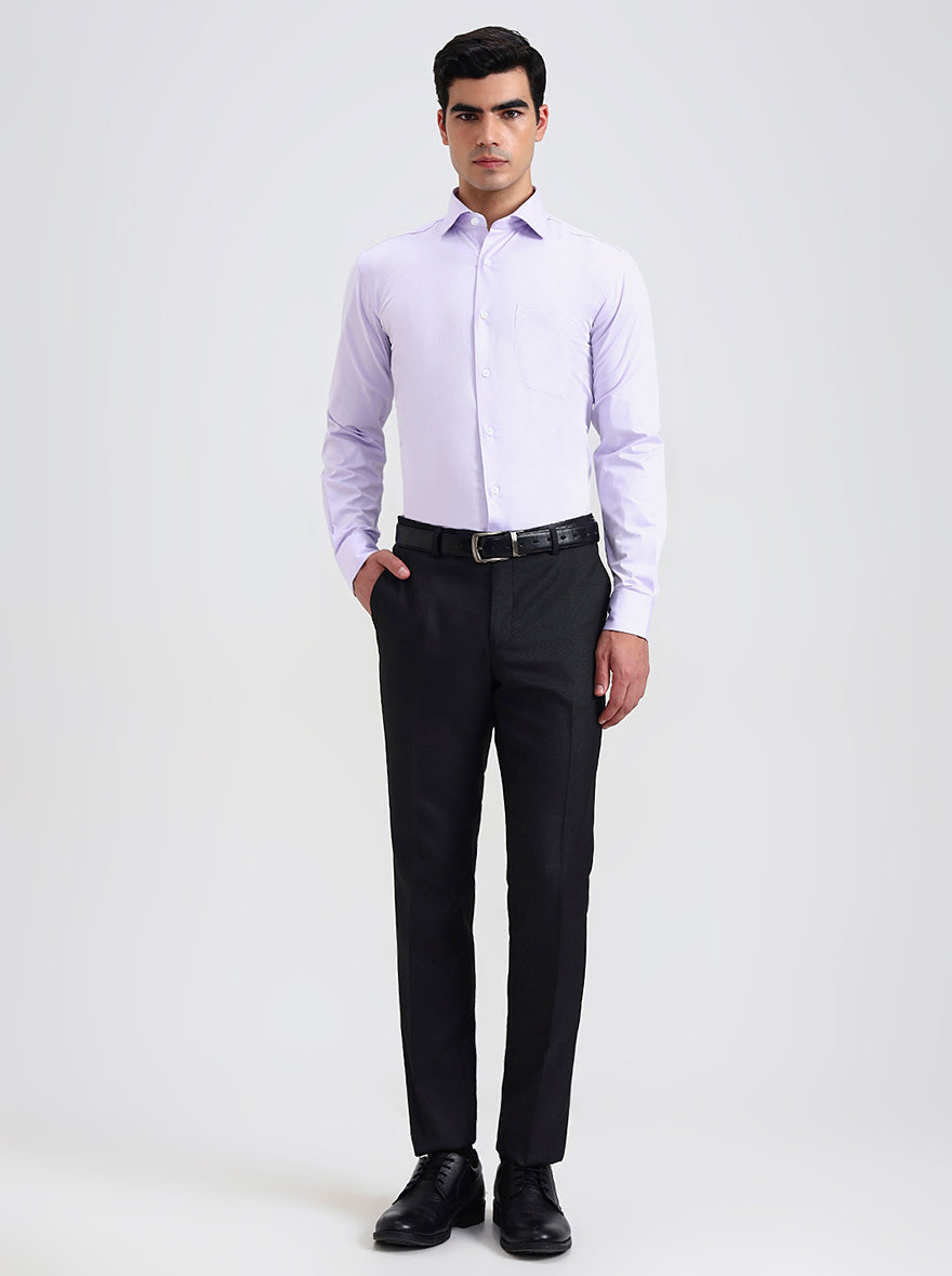 Black Printed Slim Fit Formal Trouser | Greenfibre