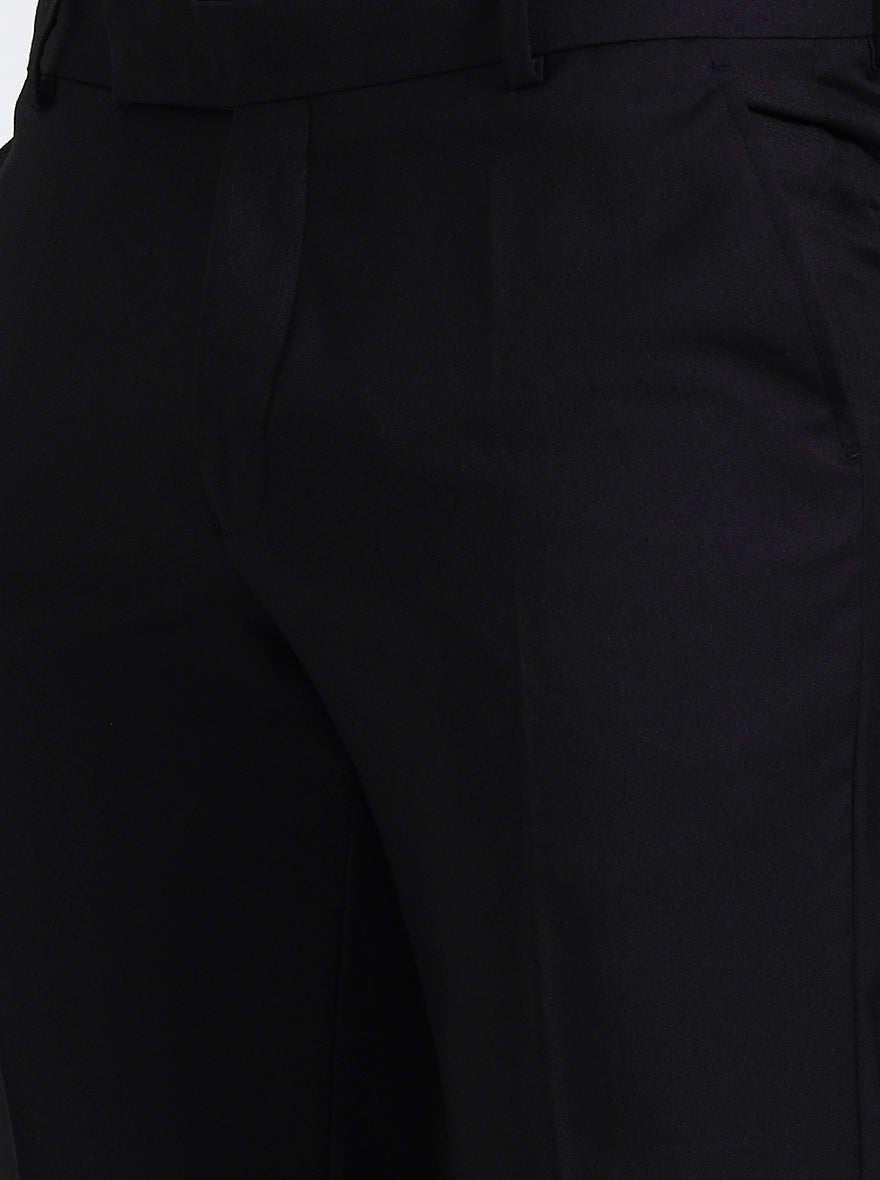Black Solid Super Slim Fit Formal Trouser | Greenfibre