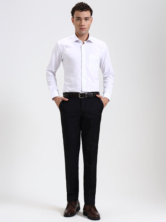 Black Solid Super Slim Fit Formal Trouser | Greenfibre