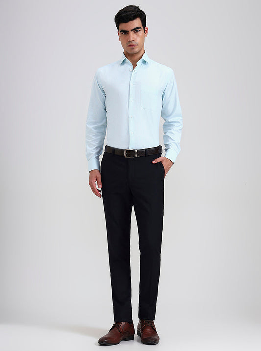 Aqua Blue  Checked Slim Fit Formal Shirt | Greenfibre