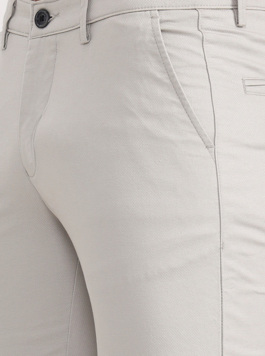 Light Grey Solid Slim Fit Casual Trouser | Greenfibre