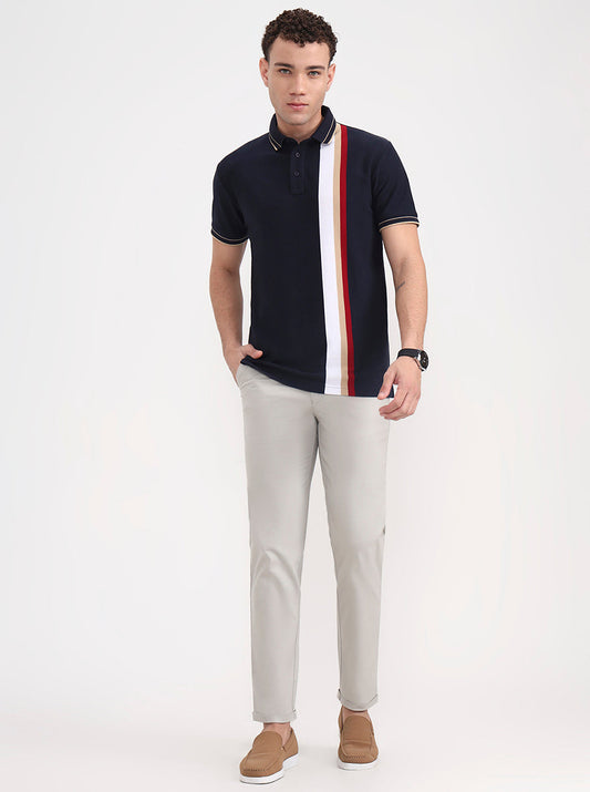 Light Grey Solid Slim Fit Casual Trouser | Greenfibre