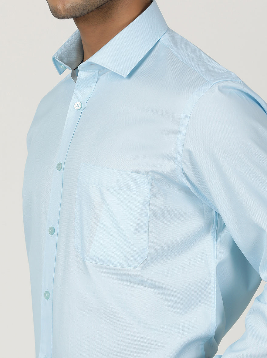 Sky Blue Solid Slim Fit Formal Shirt | Greenfibre